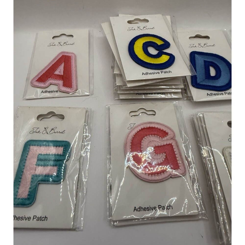 LOT OF 88 RANDOM ADHESIVE PATCHES NWT Ink And Barrel All letters except B - Picture 6 of 9